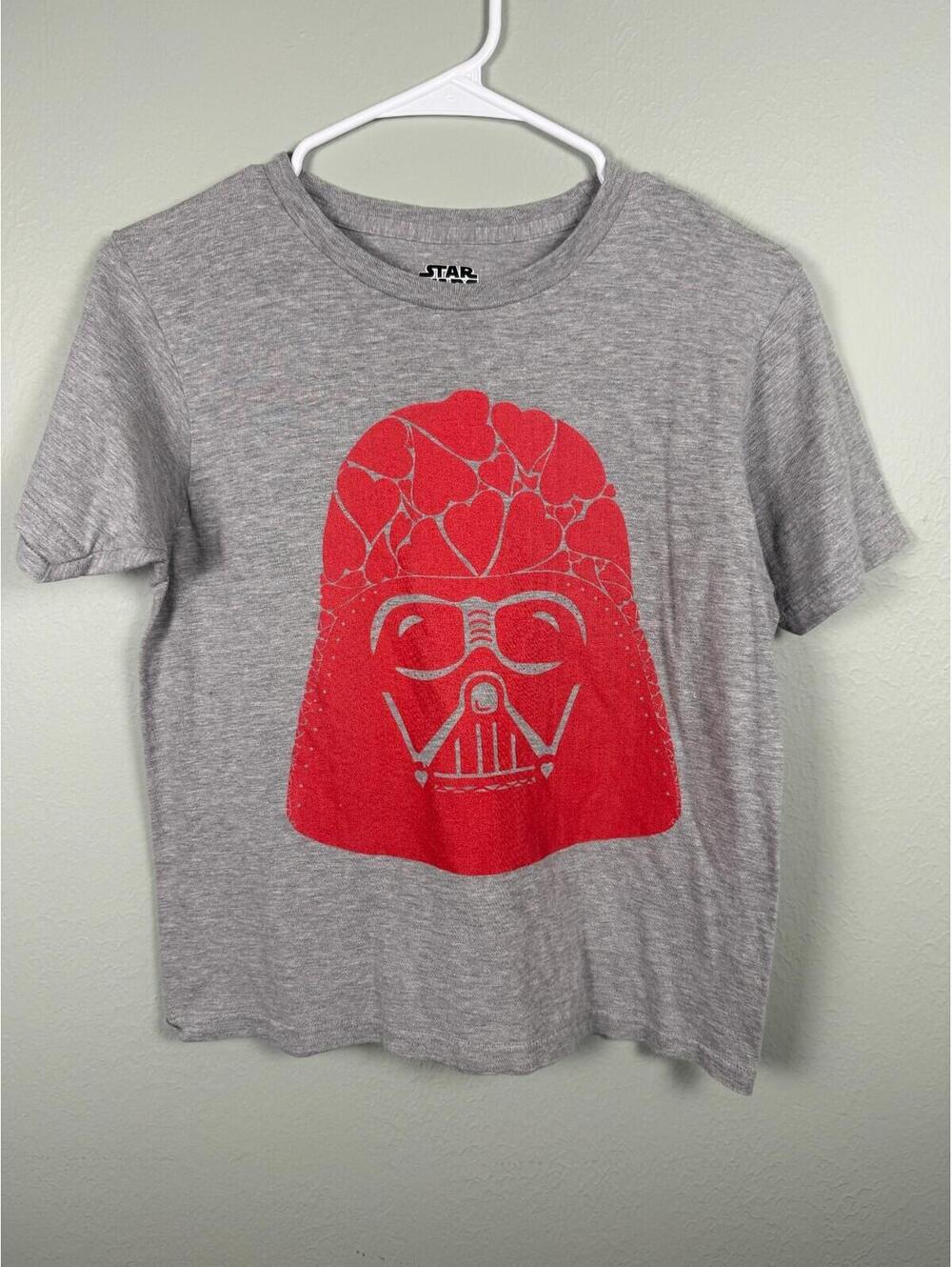 Star Wars Darth Vader Valentine Hearts Graphic T Shirt Gray Womens size med